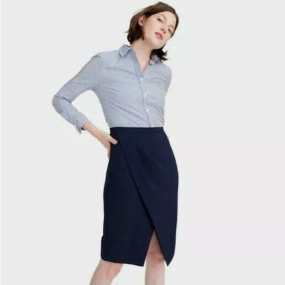 J. Crew 365 Asymmetric Wrap Skirt Size 0 Solid Black - Picture 1 of 7